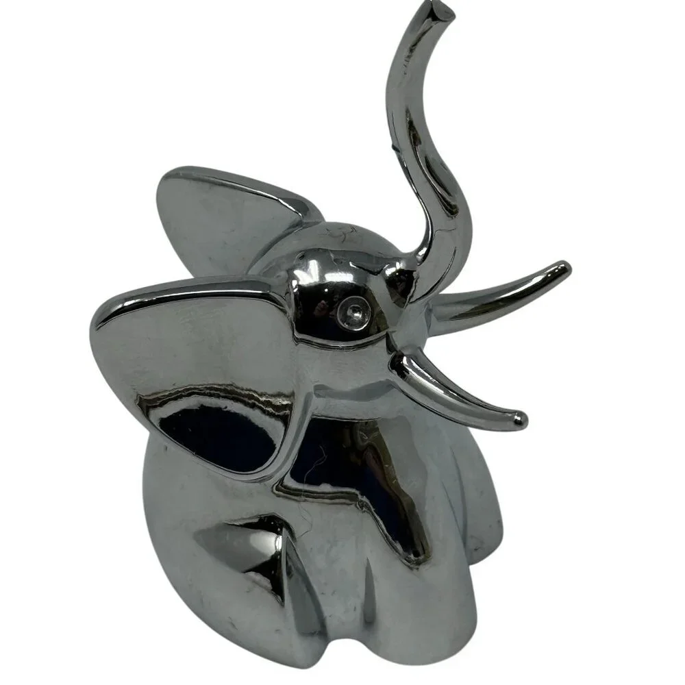 Umbra Chrome Elephant Ring Holder Figurine Jewelry Organizer Trunk Up